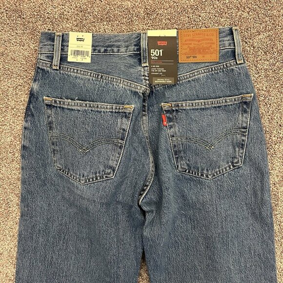 Levi's Women's 501 90s Jeans Size 24 x 30 Blue Distressed Mid Rise Loose NWT $98 - Picture 9 of 16